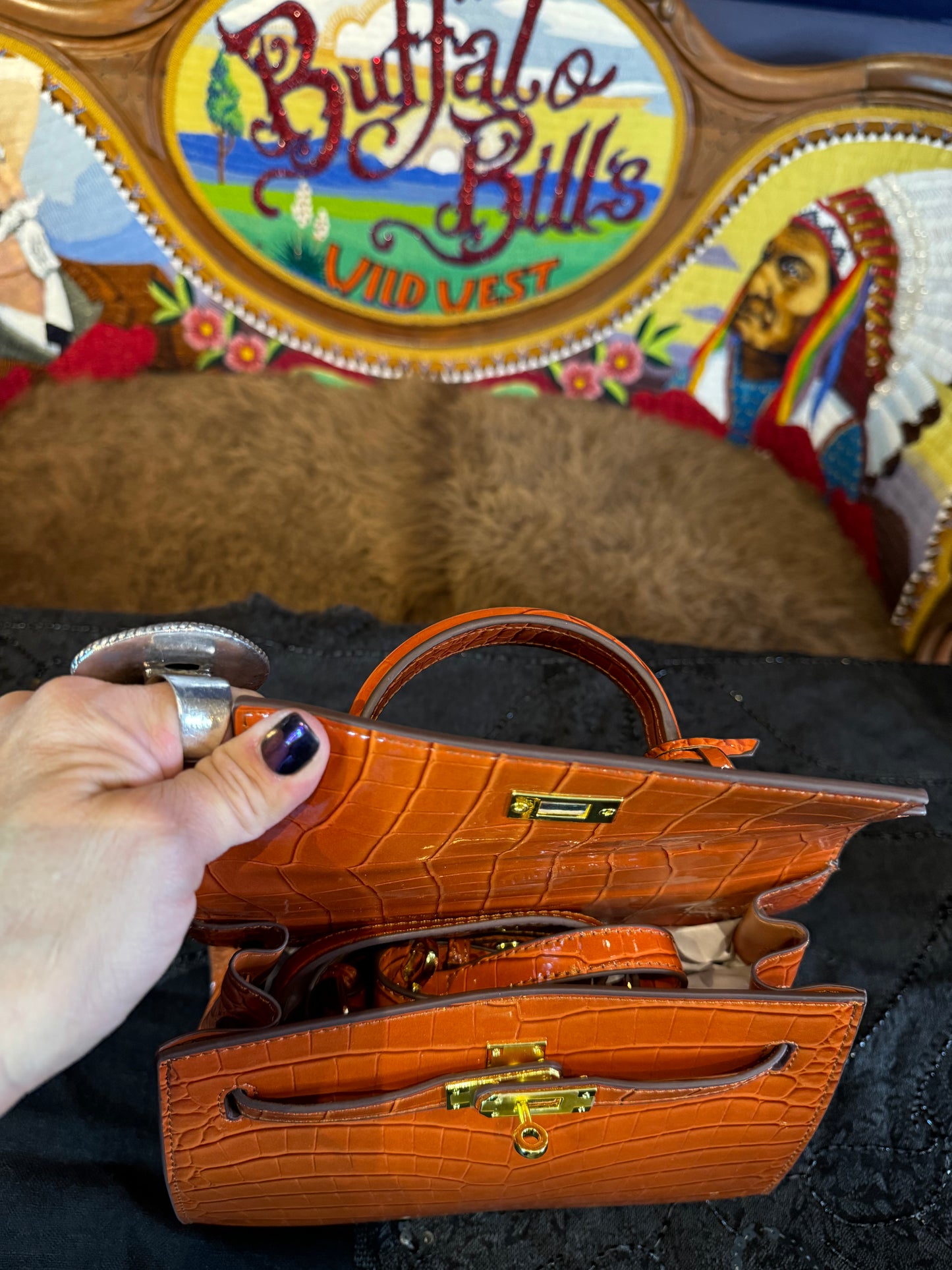 Orange Patent Leather Handbag