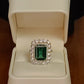 Emerald &  Moissanite Lab Diamond Ring