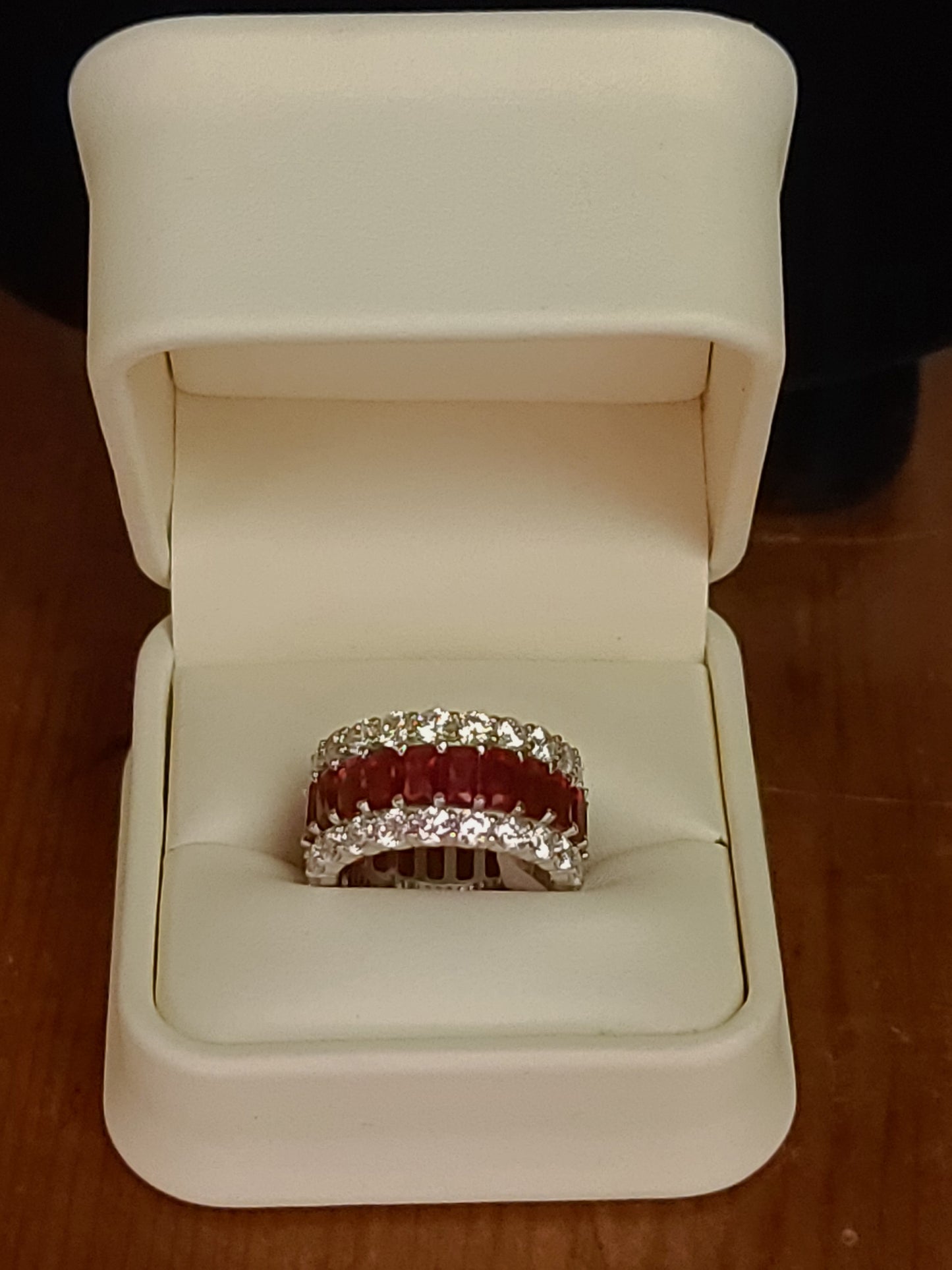 Lab Ruby & Diamond Moissanite Band