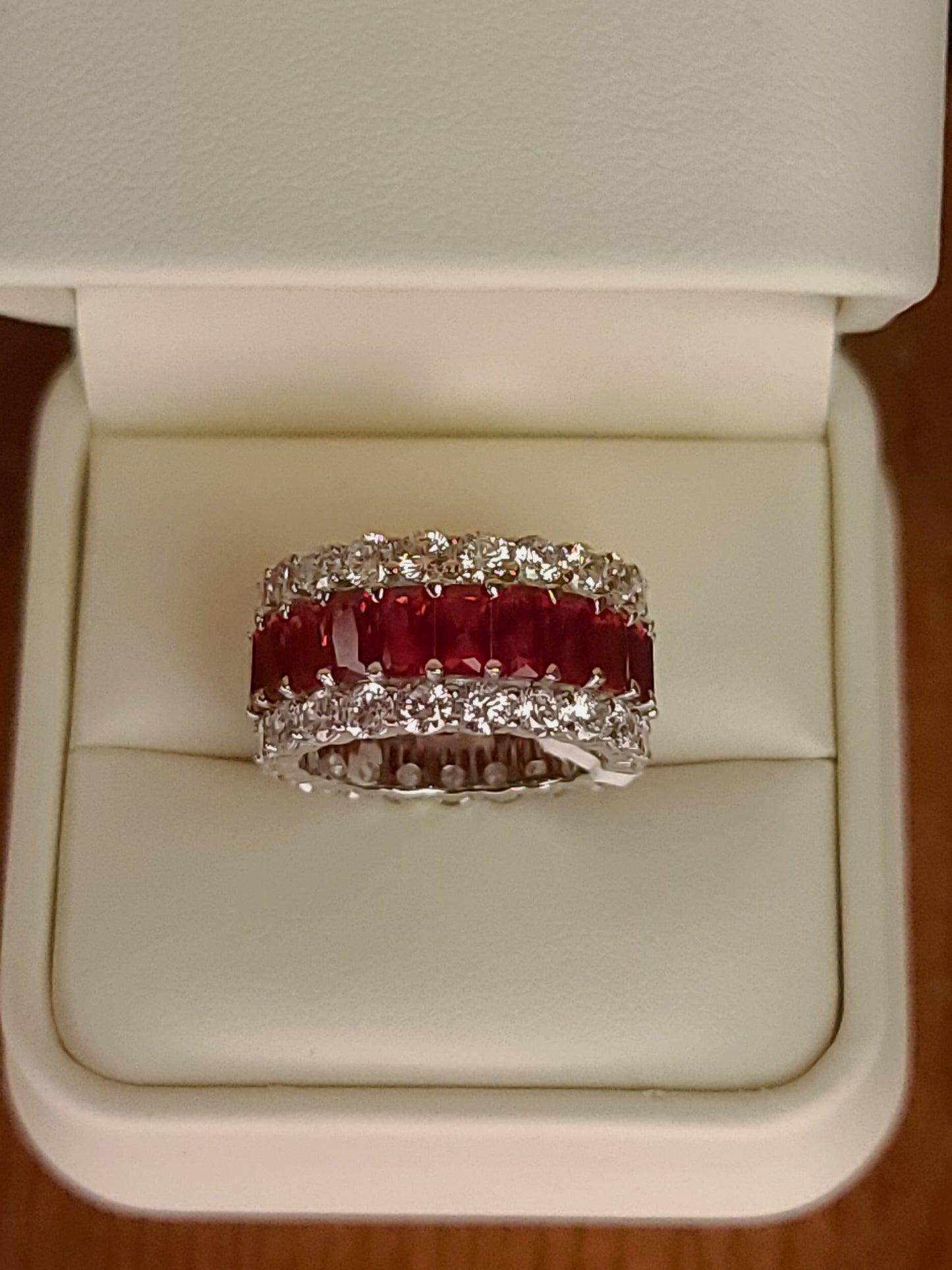 Lab Ruby & Diamond Moissanite Band