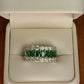 Lab Emerald Wide & Diamond Moissanite Band