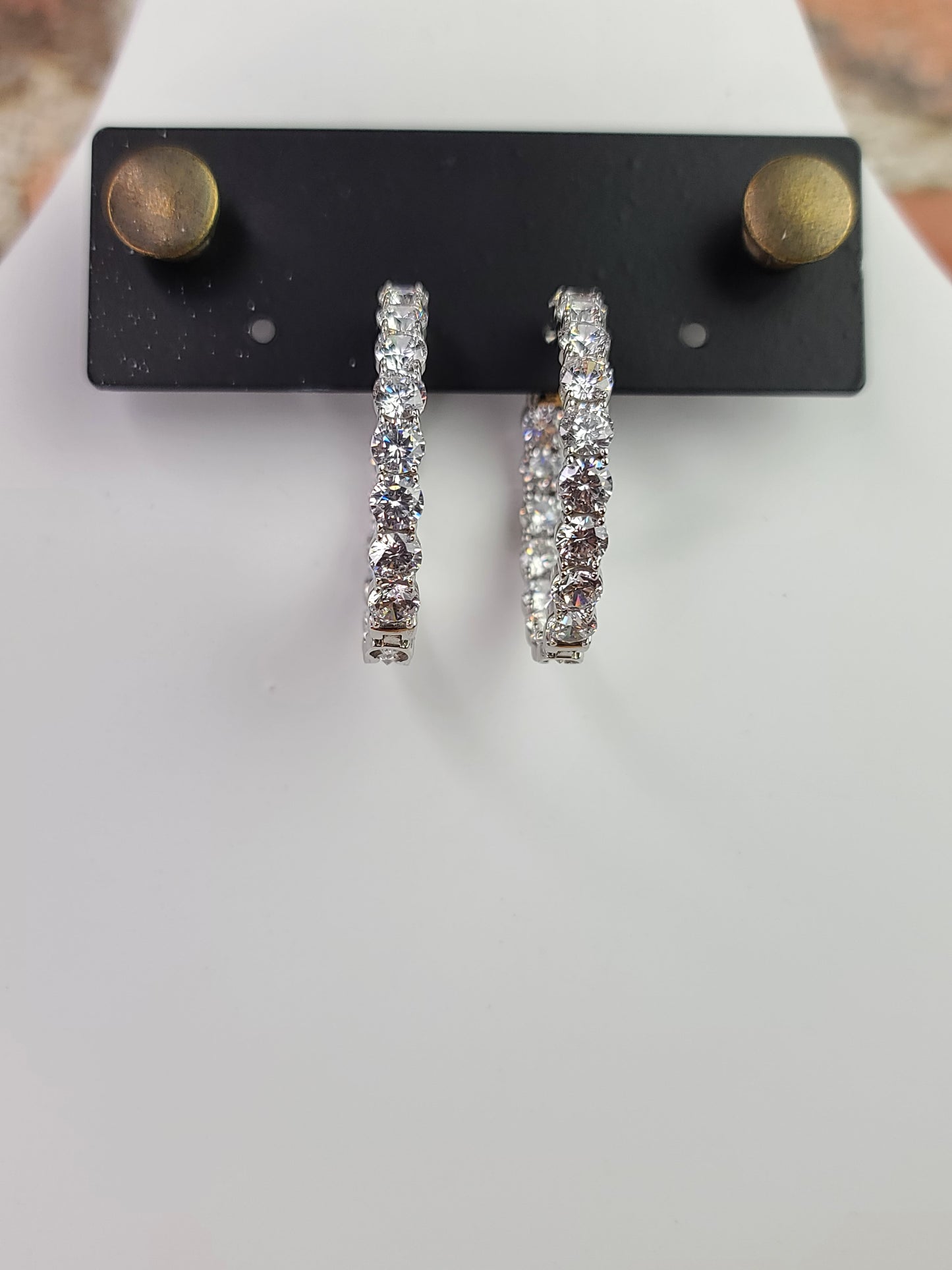 Large Round CZ Diamond Hoop Earrings