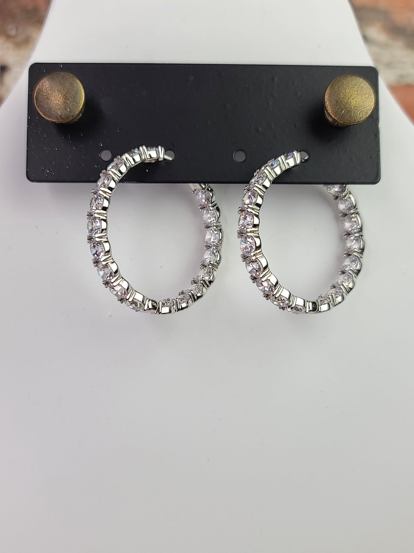 Large Round CZ Diamond Hoop Earrings