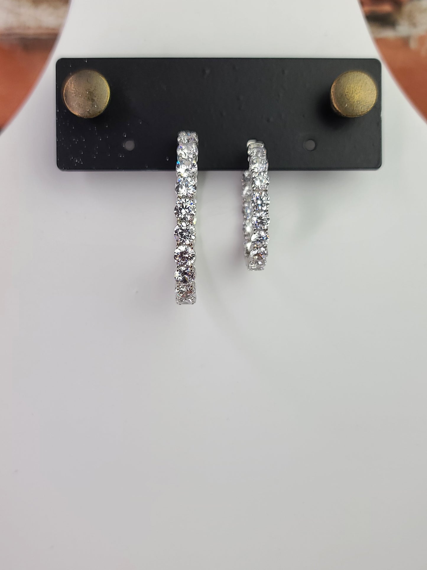 Large Oval CZ Diamond Hoop Earrings