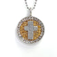 "Abide Silver" Silver Cross Round Pendant