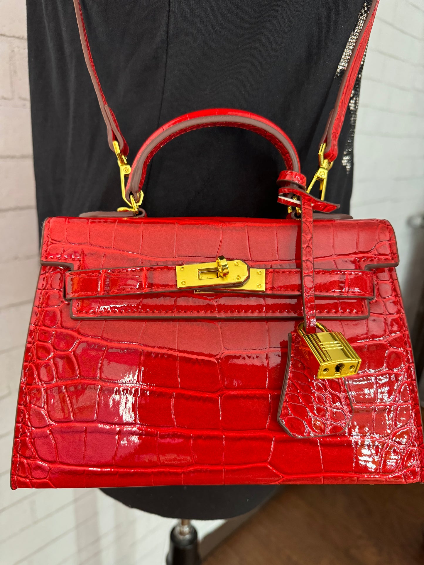 Lipstick Red Patent Leather Handbag