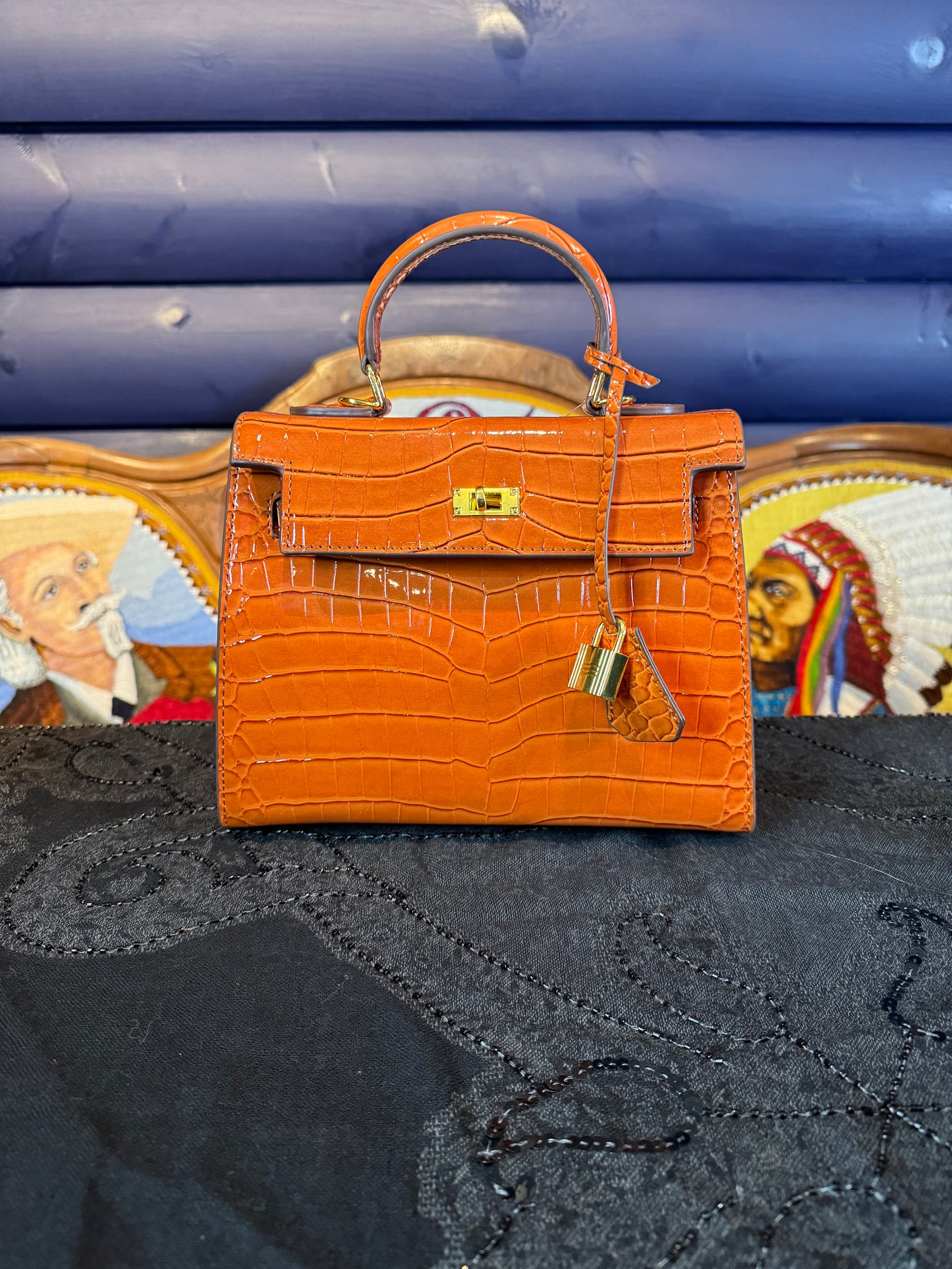 Orange Patent Leather Handbag