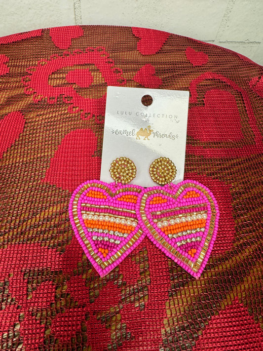 Beaded Heart Earrings