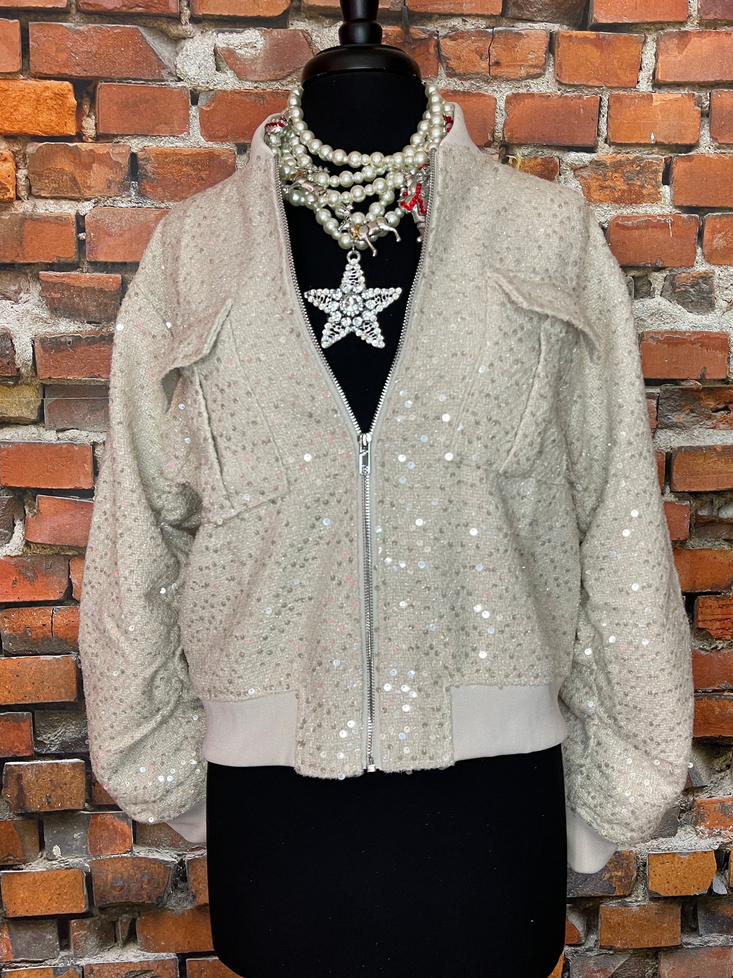 Sparkling Sequin Zip Up Jacket