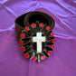 Black Onyx, Coral & Mother of Pearl Cross Buckle