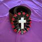 Black Onyx, Coral & Mother of Pearl Cross Buckle