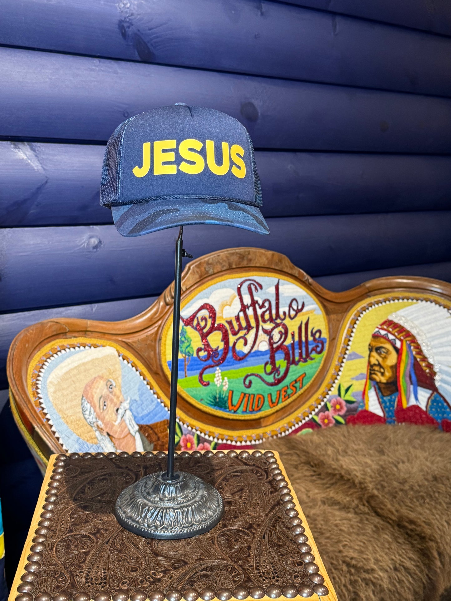 JESUS Navy Camo Trucker Cap