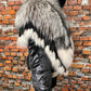 Oversized Beige Silver Fox Collar w/Fringe