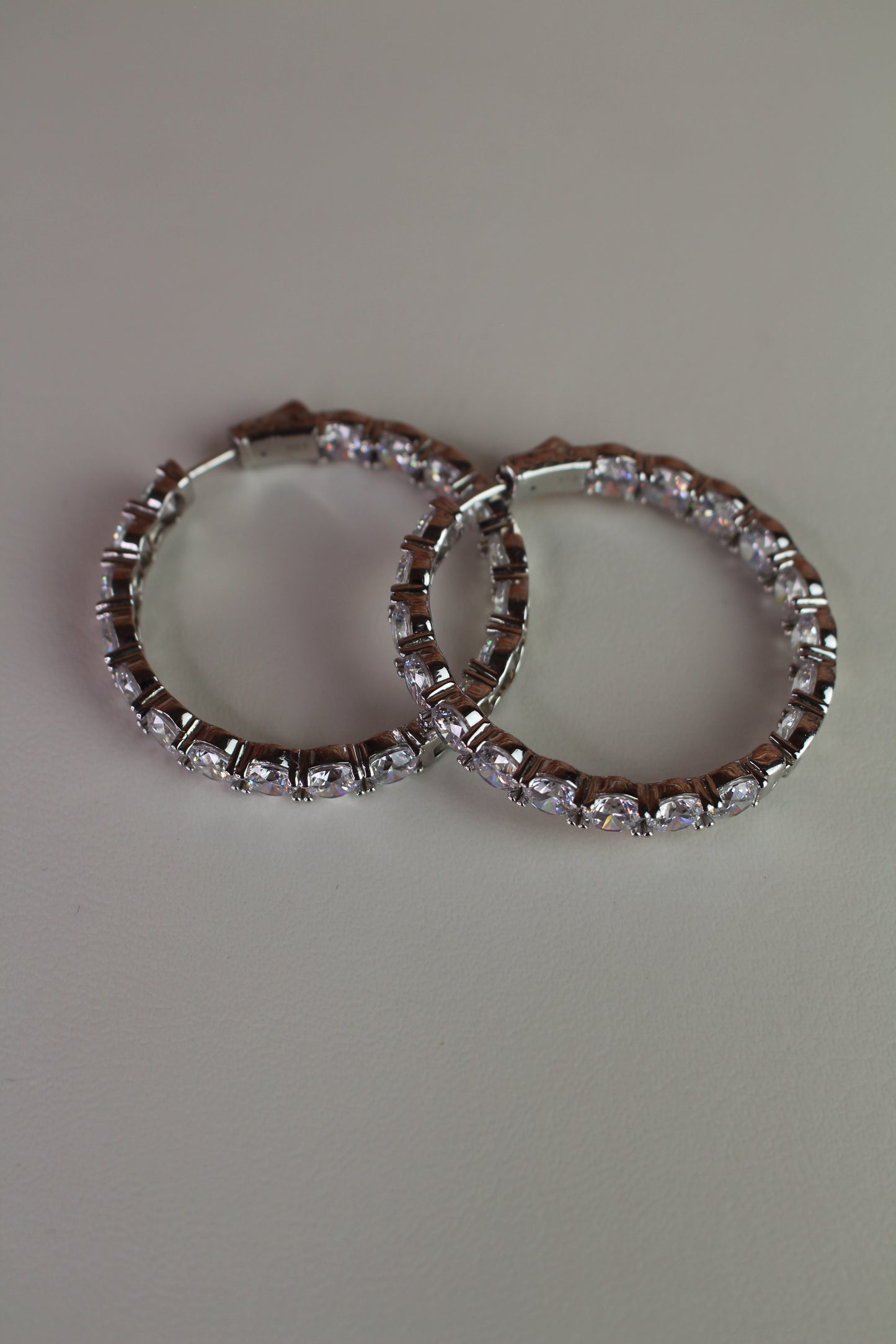 Large Round CZ Diamond Hoop Earrings