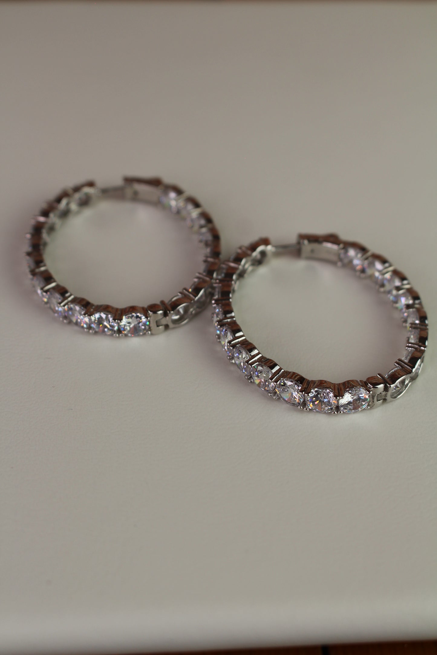 Large Oval CZ Diamond Hoop Earrings