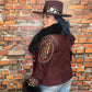 Merlot Leather Jacket with Fur Collar & Cuffs