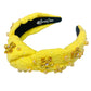 Yellow Eyelet Headband w/Crystal Flowers