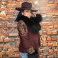 Merlot Leather Jacket with Fur Collar & Cuffs