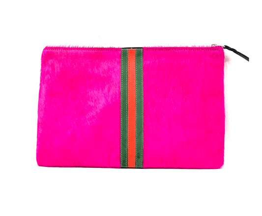 Hot Pink Stripe Clutch