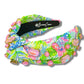 Bright Floral Headband with Large Pink Iridescent Crystals