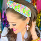 Bright Floral Headband with Large Pink Iridescent Crystals